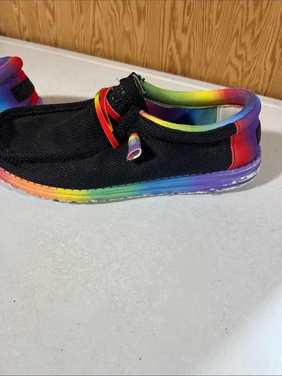 Hey Dude Men’s 10 Black Sneakers with Rainbow Trim main image 11